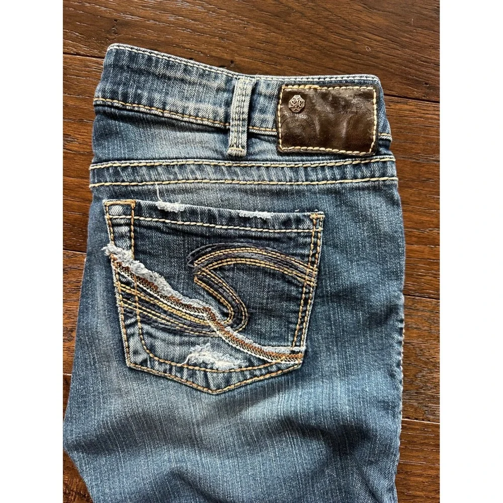 Silver Jeans Co Berkley Womens 30x32 Distressed Bootcut Jeans Blue L93055JP278